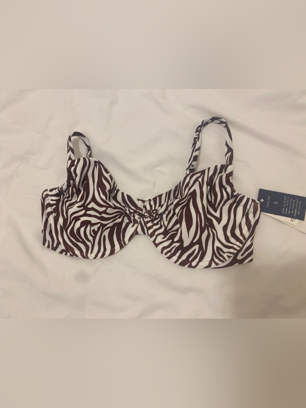 Abercrombie & Fitch Zebra Print Bikini Top in Brown and White Curve Love S